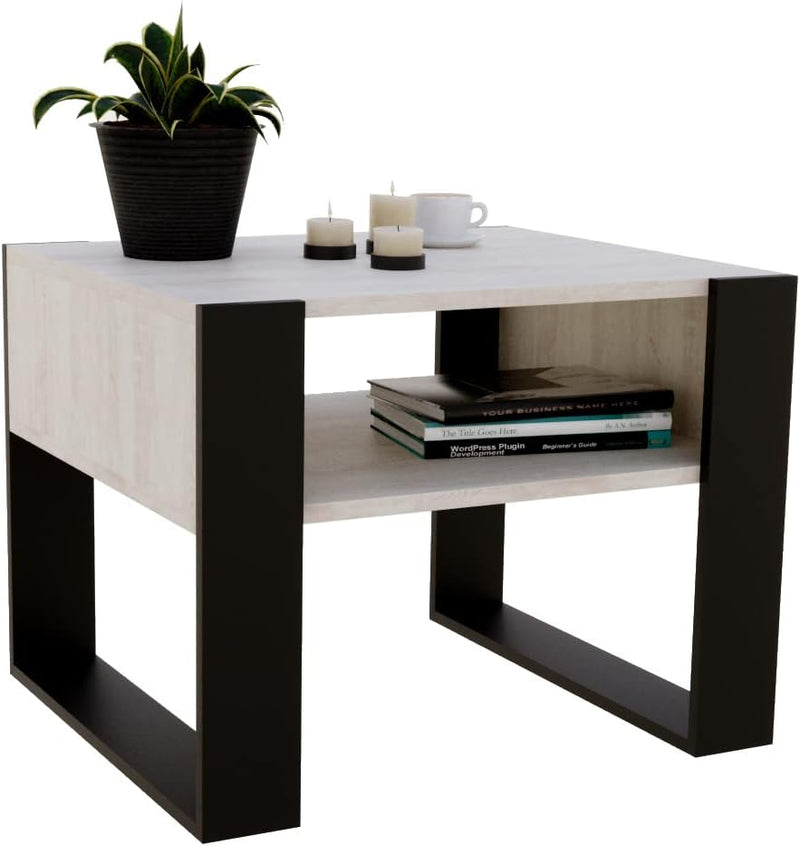 Couchtisch KARO rechteckiger Kaffeetisch aus Holz Modern Teetisch 65 x 53,6 45cm massiv und stabil (