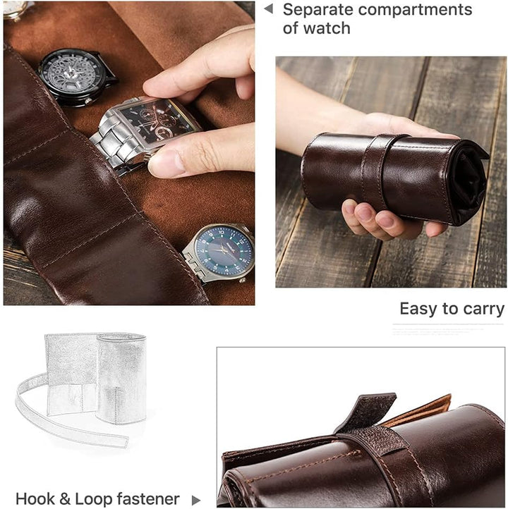 Hiram Uhr Armband Aufbewahrungstasche Fall Leder Tragbare Reiseuhr Echtledertasche, Uhrentasche Lede