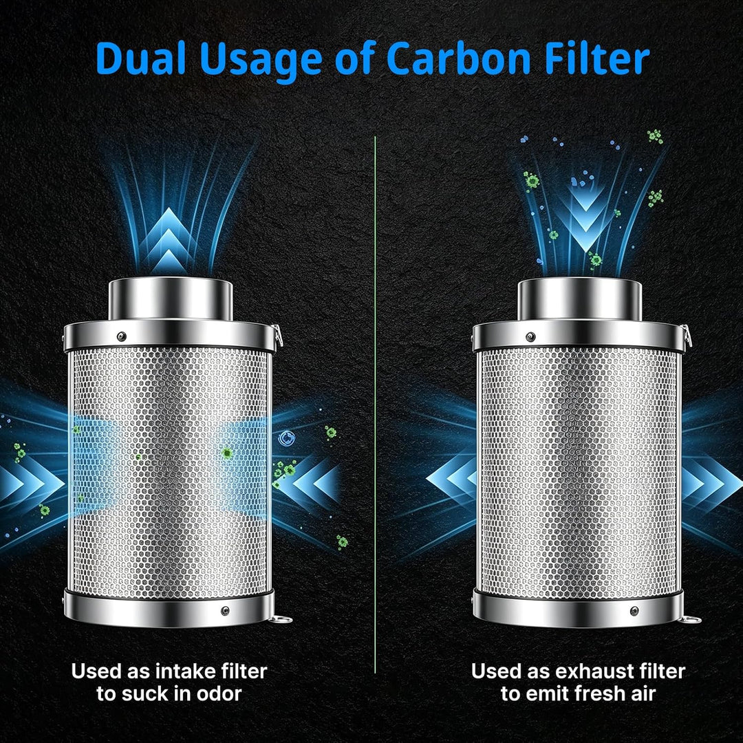 Premium Aktivkohlefilter 100mm für Growzelt &amp; Rohrventilator - Effektive Geruchskontrolle Carbon Fil