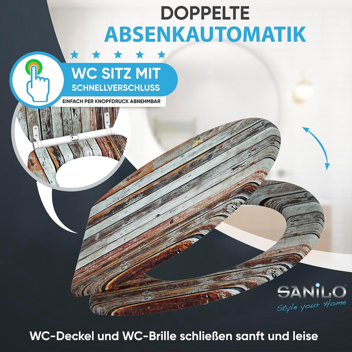 Sanilo WC Sitz mit Absenkautomatik, hochwertiger Toilettendeckel, einfache Montage, stabile Scharnie