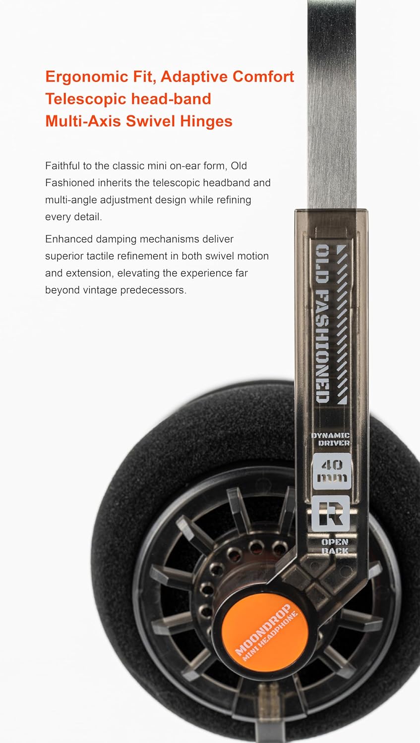 Moondrop Old Fashioned 40-mm-On-Ear-Kopfhörer mit 0,78-mm-2-Pin-Kabel und 3,5-mm-Klinkenstecker