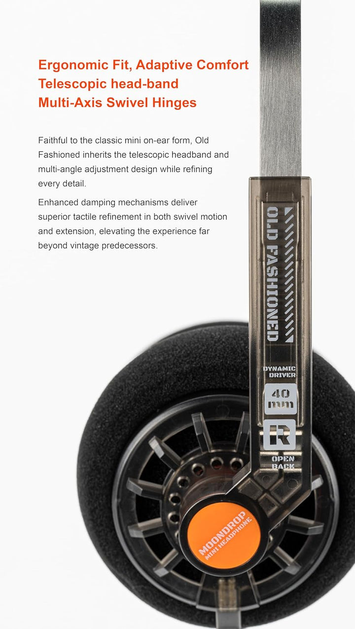Moondrop Old Fashioned 40-mm-On-Ear-Kopfhörer mit 0,78-mm-2-Pin-Kabel und 3,5-mm-Klinkenstecker