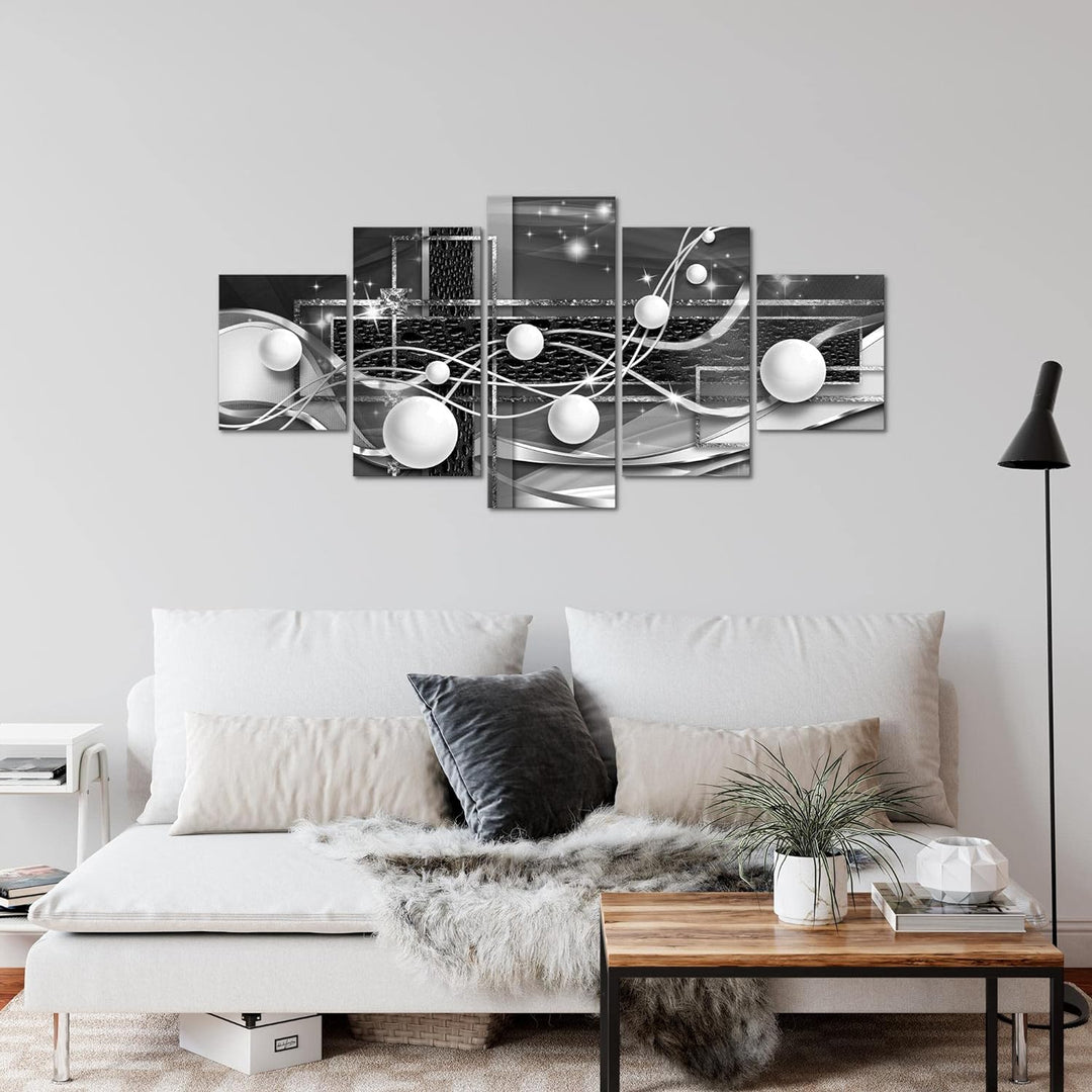 Runa Art Wandbilder Abstrakt Kugel 5 Teilig Bild auf Vlies Leinwand Deko Wohnzimmer Schlafzimmer 3D