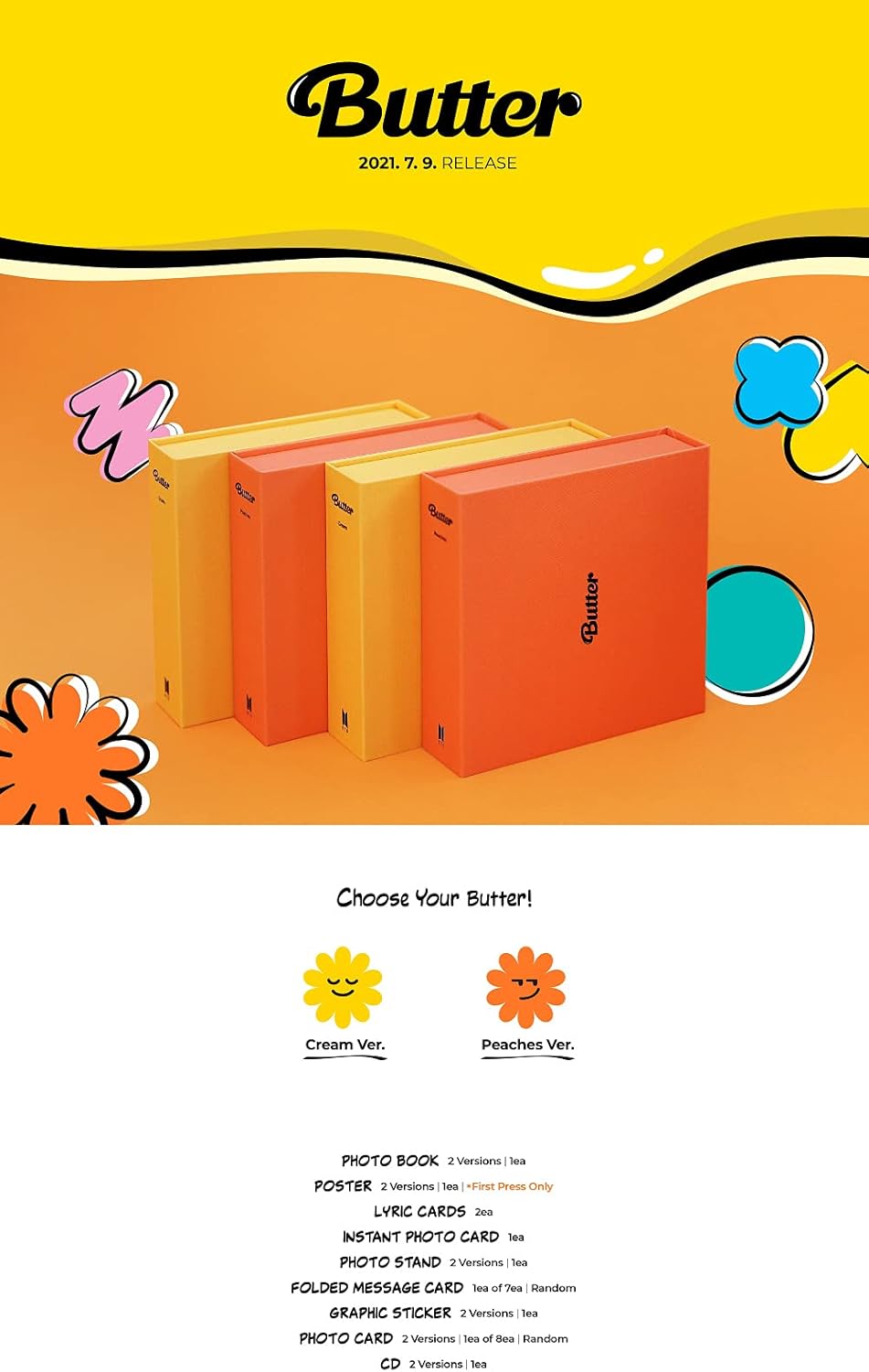 BTS – Butteralbum + extra Fotokarten-Set (Pfirsichver) Pfirsich-ver., Pfirsich-ver.