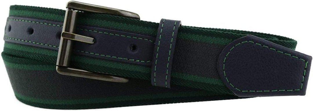 TigerTie hochwertiger Stretchgürtel mit Edelstahl Schnalle und echt Leder Applikationen - Gürtelbrei