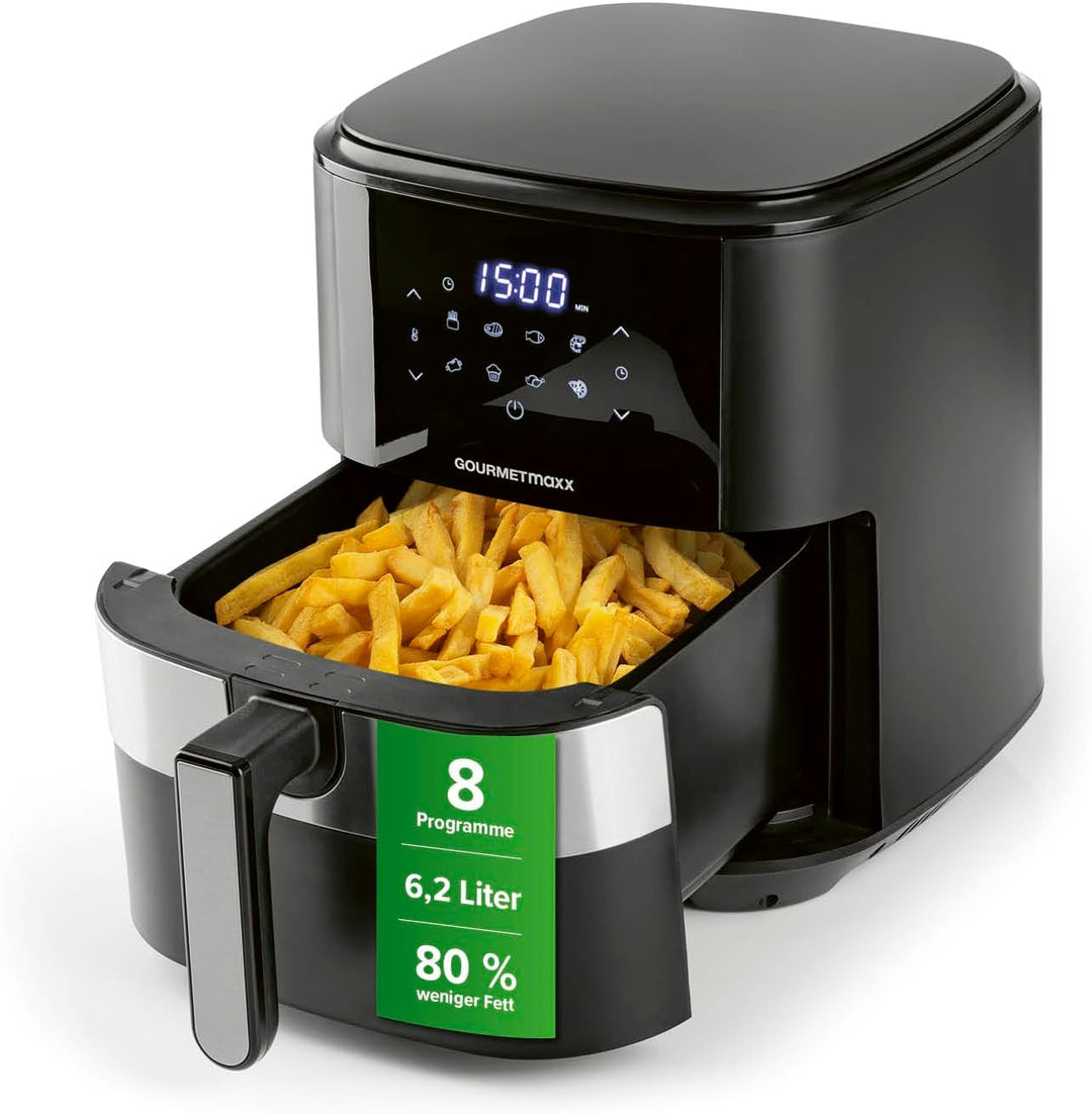 GOURMETmaxx Digitale Heissluftfritteuse XL 6,2 L | Airfryer mit Timerfunktion & Touchdisplay | geruc