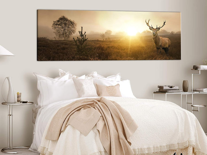murando - Bilder Hirsch 120x40 cm Vlies Leinwandbild 1 tlg Kunstdruck modern Wandbilder XXL Wanddeko