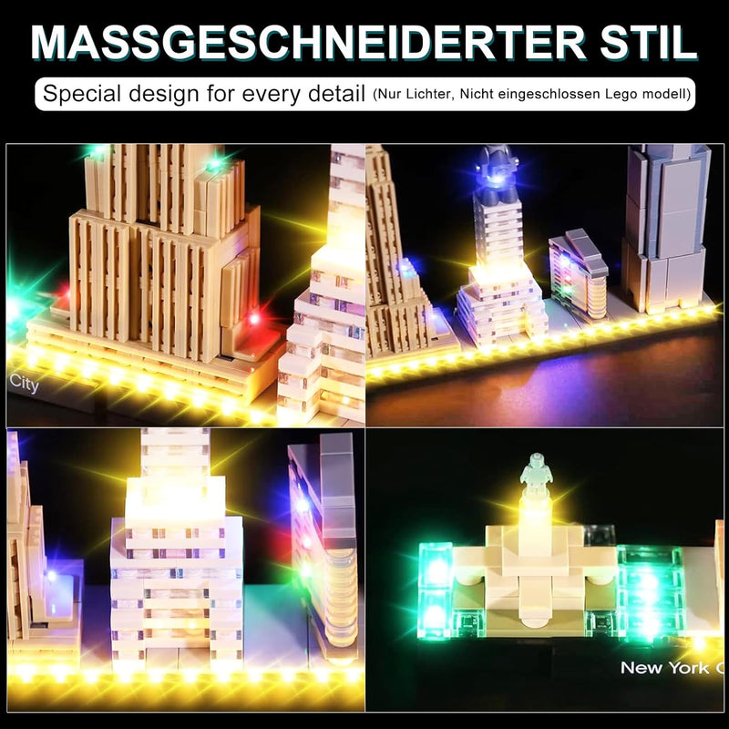 cooldac LED Beleuchtungskit für Lego 21028 Architecture New York City Skyline, Led Licht Kompatibel