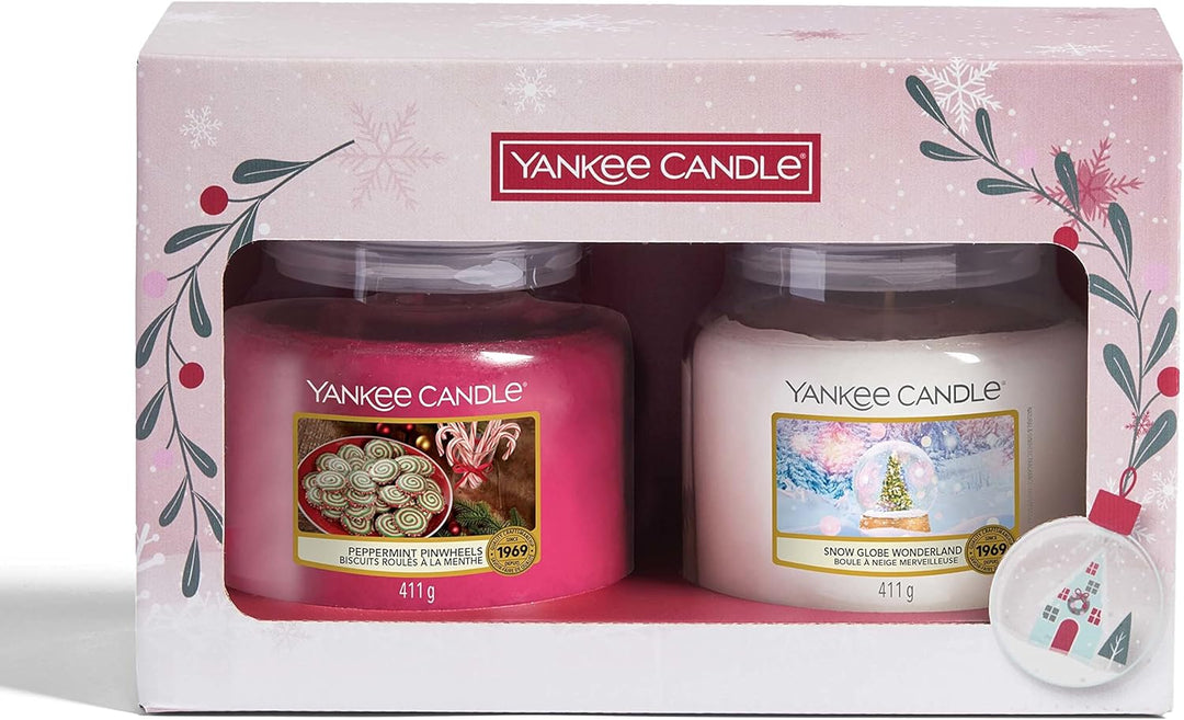 Yankee Candle Geschenkset | 2 mittelgrosse Duftkerzen im Glas | Snow Globe Wonderland Kollektion | P