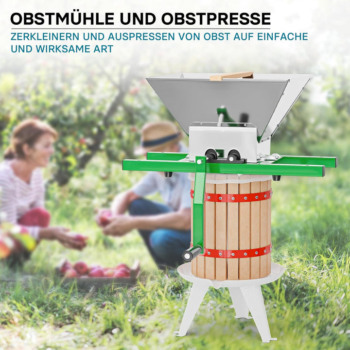 Wiltec Obstpresse 18l inkl Presstuch und Obstmühle 7l zur Maischeherstellung