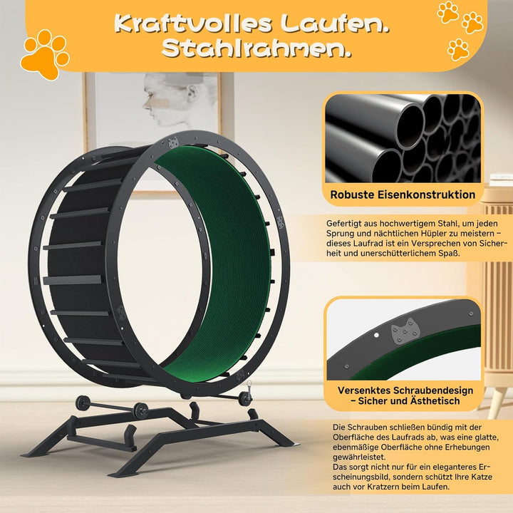 GTPLAYER Katzenlaufrad, laufrad Katze, Extra grosser 100 cm, ultraleises Laufrad mit Abnehmbarer Tep
