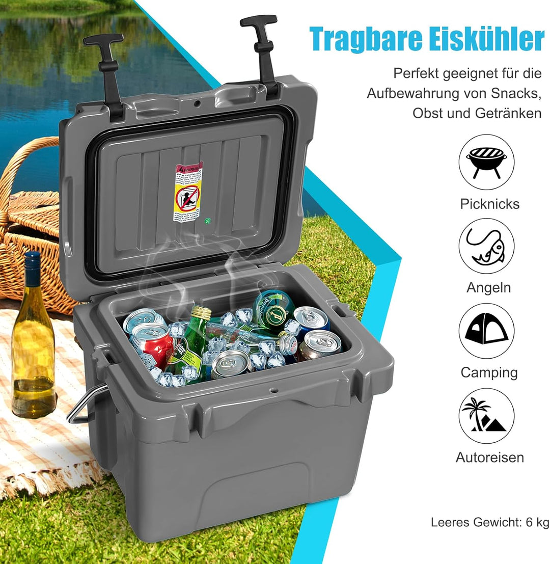 COSTWAY Kühlbox 15 Liter, Isolierbox tragbar mit Griff & Ablassstopfen & Getränkehalter, Thermobox W