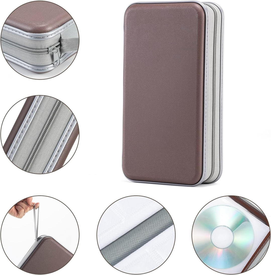 UENTIP CD-Hülle mit 96 Kapazitäten, tragbare DVD-Hülle aus Hartplastik, CD-Organizer, Brieftasche, s