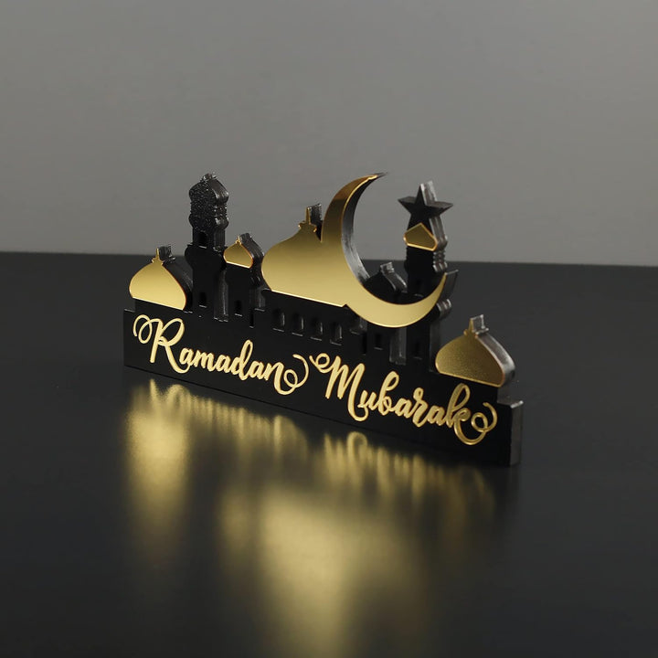 iwa concept Islamische Tischdekorationen aus Holz mit Acryl, Ramadan-Kareem-und Eid-Mubarak-Dekorati