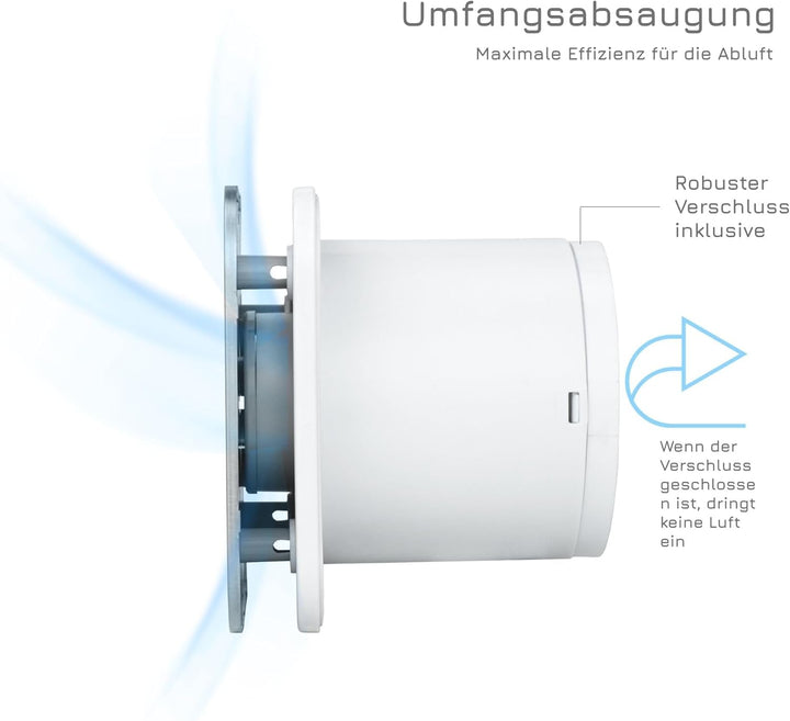 Turbionaire TREND 100 SA Absaugung, Belüftung für Bad, Küche, Wand/Decke, Aluminium Frontplatte matt