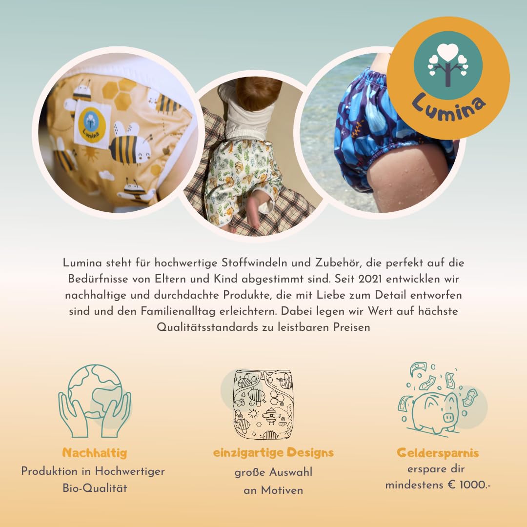 Lumina Wetbag XL – Nassbeutel für Stoffwindeln, Kindergarten &amp; Schwimmsachen – Windeltasche mit 2 Re