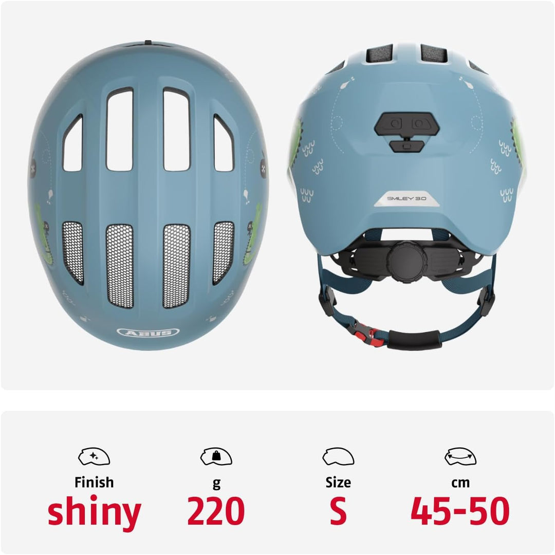 ABUS Kinderhelm Smiley 3.0 - Fahrradhelm mit tiefer Passform, kindergerechten Designs & Platz für ei