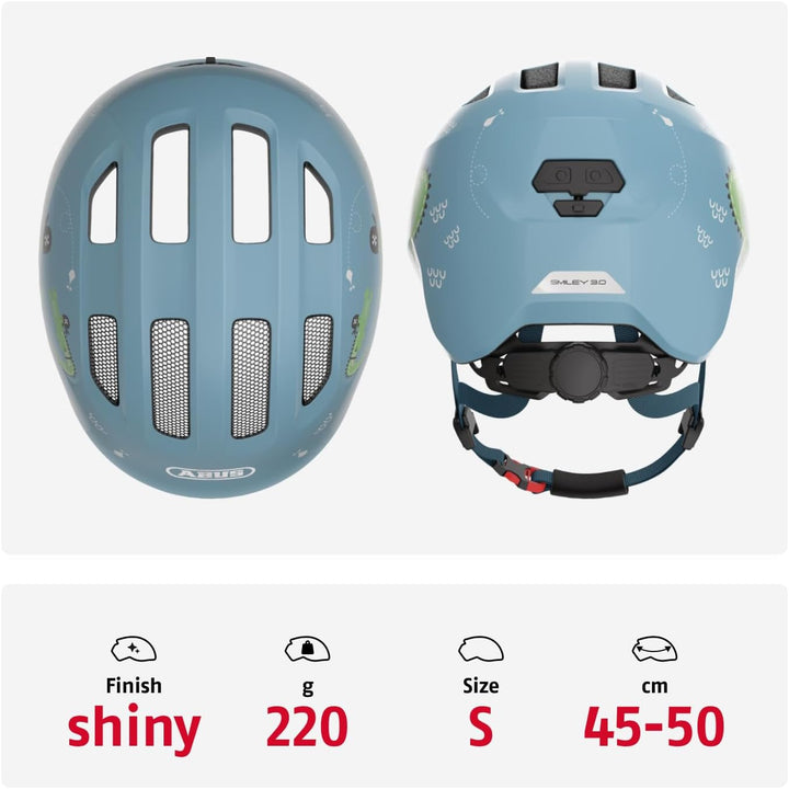 ABUS Kinderhelm Smiley 3.0 - Fahrradhelm mit tiefer Passform, kindergerechten Designs & Platz für ei
