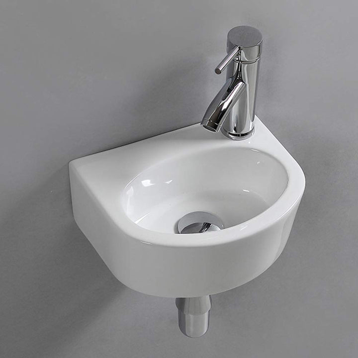 Ovaler Waschtisch, Wandmontage, Keramik-Waschbecken, für kleine Garderoben und Badezimmer, . Moderne