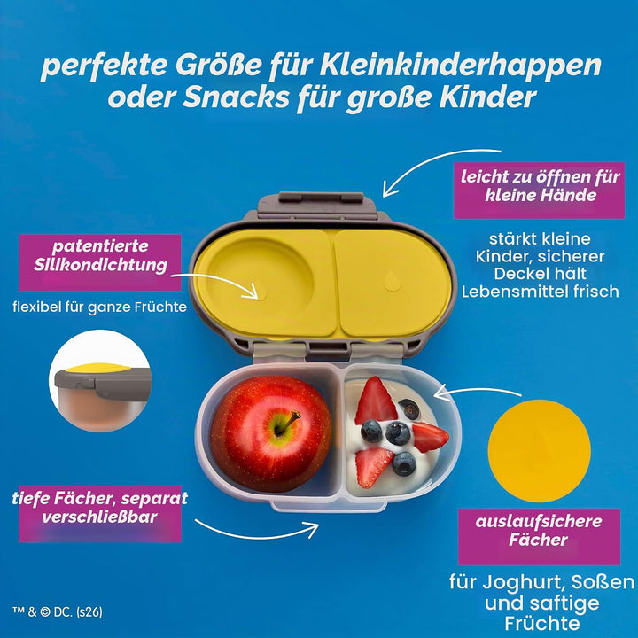 b.box Batman Snackbox | Mini Bento-Brotdose mit 2 auslaufsicheren Fächern | Ideal für Kleinkinder, K