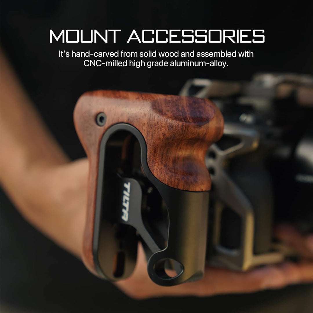 Tilta TA-RWH-B Holzgriff rechts tragbar für Sony A7S3 A7 GH5 5D BMPCC6K Kamerakäfig - Schwarz