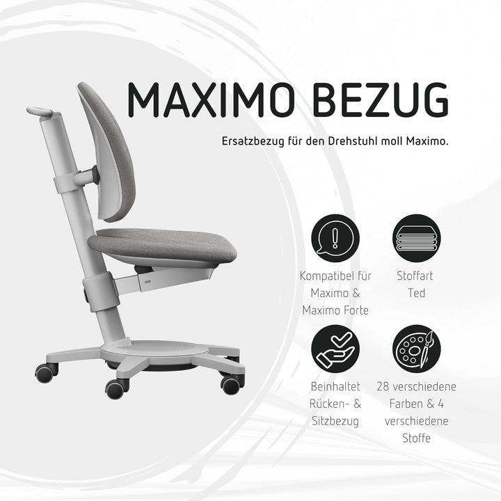 Moll Ersatz-Husse Maximo, Bezug Kinderdrehstuhl Maximo, austauschbar (Ted-Grey, 1 x 1 x 1 cm) Ted-gr