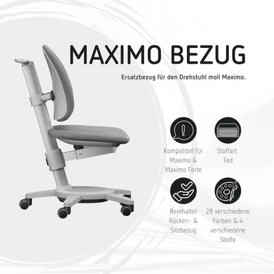 Moll Ersatz-Husse Maximo, Bezug Kinderdrehstuhl Maximo, austauschbar (Ted-Grey, 1 x 1 x 1 cm) Ted-gr