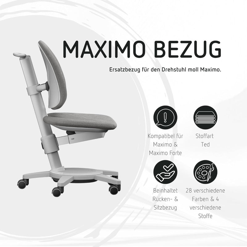 Moll Ersatz-Husse Maximo, Bezug Kinderdrehstuhl Maximo, austauschbar (Ted-Grey, 1 x 1 x 1 cm) Ted-gr