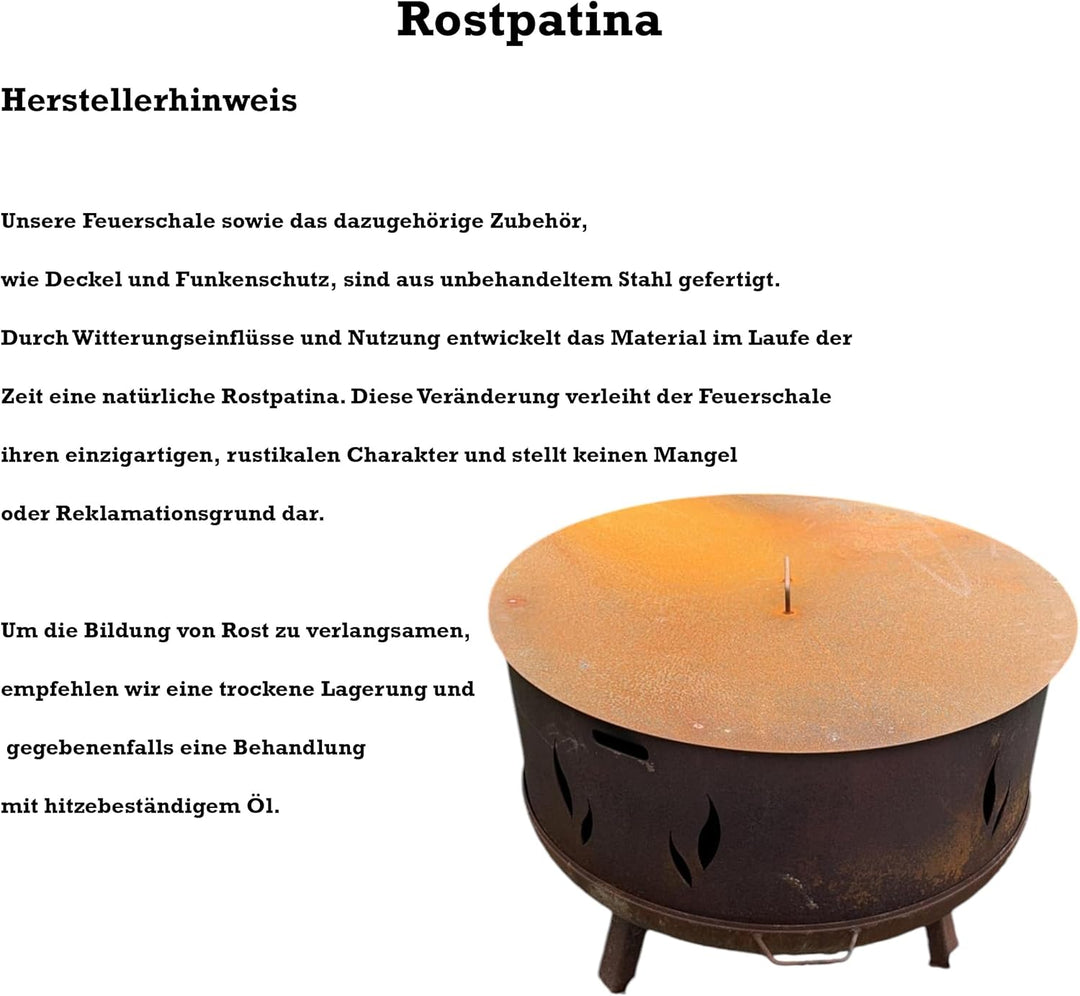 Feuerschalen Palma 60 cm, Feuerschale Feuerstelle für den Garten, Funkenschutz, Terrasse und Balkon,