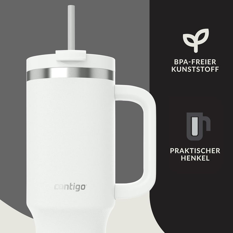 Contigo Streeterville Thermosflasche 1200 ml mit Henkel und Strohhalm | Isolierte Thermo-Trinkflasch