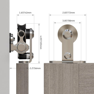 6.6FT/201cm Rostfreier Stahl Schiebetürsystem Laufschiene, Schiebetürbeschlag Set Schiebetür Laufsch