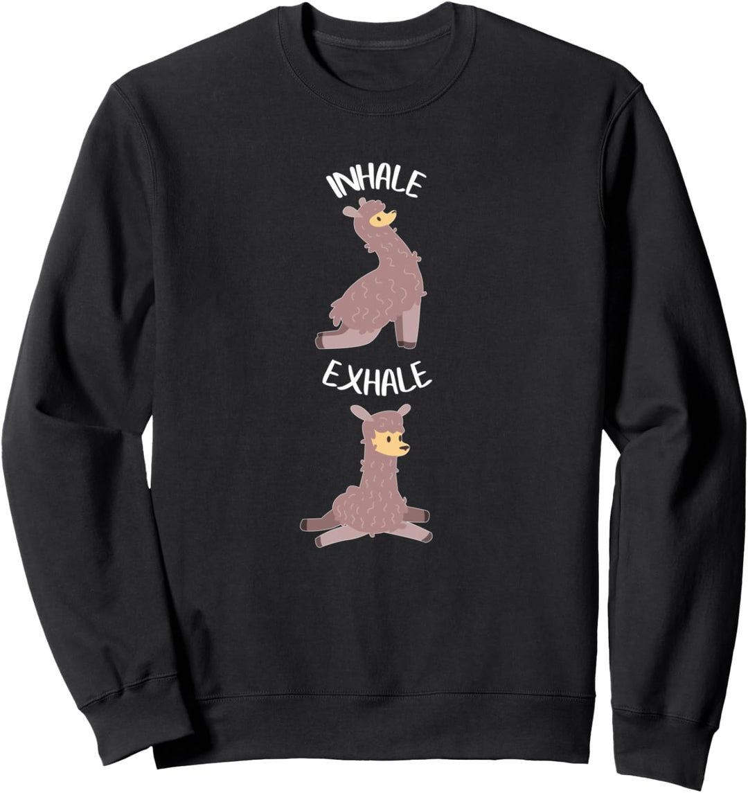Lustiges Workout Inhale Ausatmen Alpaka Lama Yoga Pose Relax Nickerchen Sweatshirt