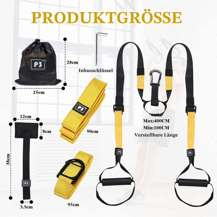 Schlingentrainer, Sling Trainer Set, Verstellbarer, Suspension Trainer mit Türanker, Slingtrainer Bä