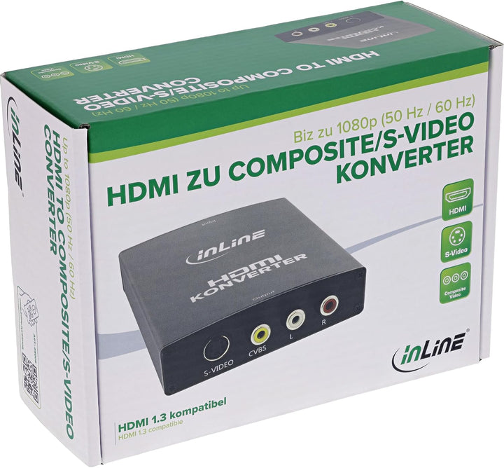 InLine 65006 Konverter HDMI zu Composite/S-Video, mit Audio, Eingang HDMI, Ausgang: Cinch, S-Video u