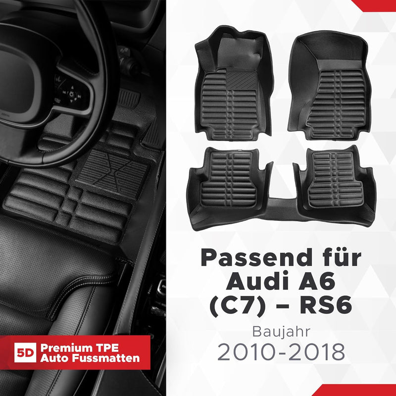 fussmattenprofi.com Auto Fussmatten Passend für Audi A6 (C7) Baujahr 2010-2018 I 100% Passgenau Geru