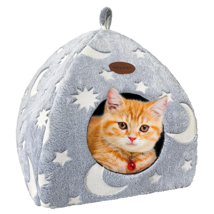 Katzenhöhle Plüsch Katzenhaus mit Waschbarem Kissen Faltbare Katzenzelt Höhle mit Handle Weiches und