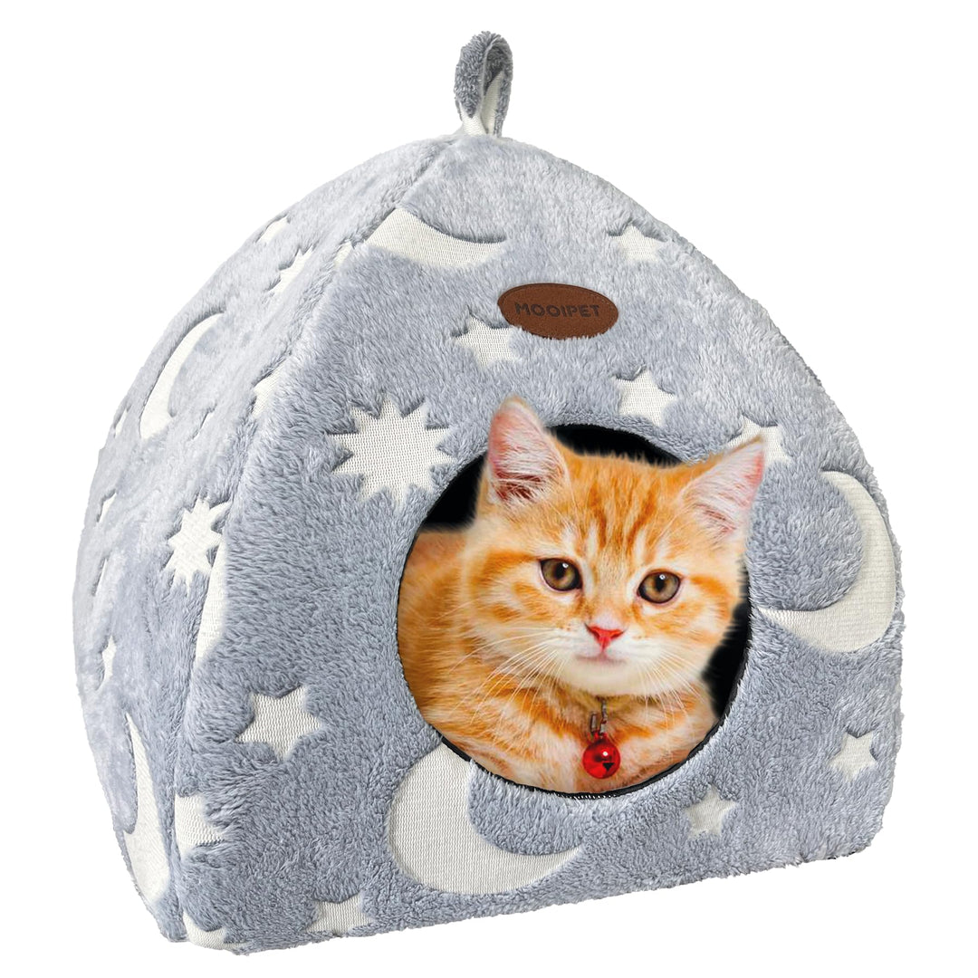Katzenhöhle Plüsch Katzenhaus mit Waschbarem Kissen Faltbare Katzenzelt Höhle mit Handle Weiches und
