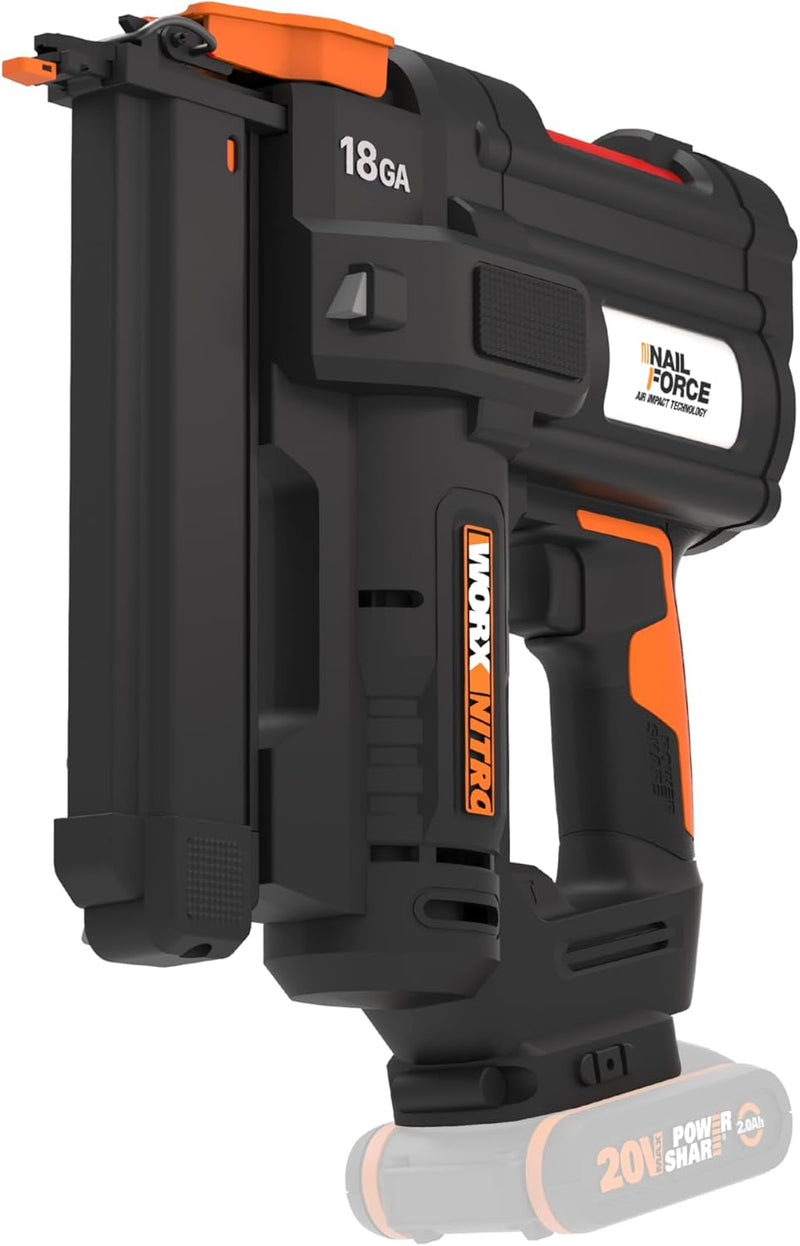 WORX WX844.9 NITRO 20V 18GA Akku-Tacker - 80 Klammern/min Schiessen – für Klammern 19-40 mm - elektr