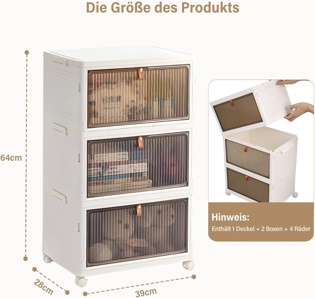 BTGGG 3 Tier Aufbewahrungsbox mit Deckel, 20L*3 Kunstoffboxen Aufbewahrungsboxen Stapelbar Plastikbo