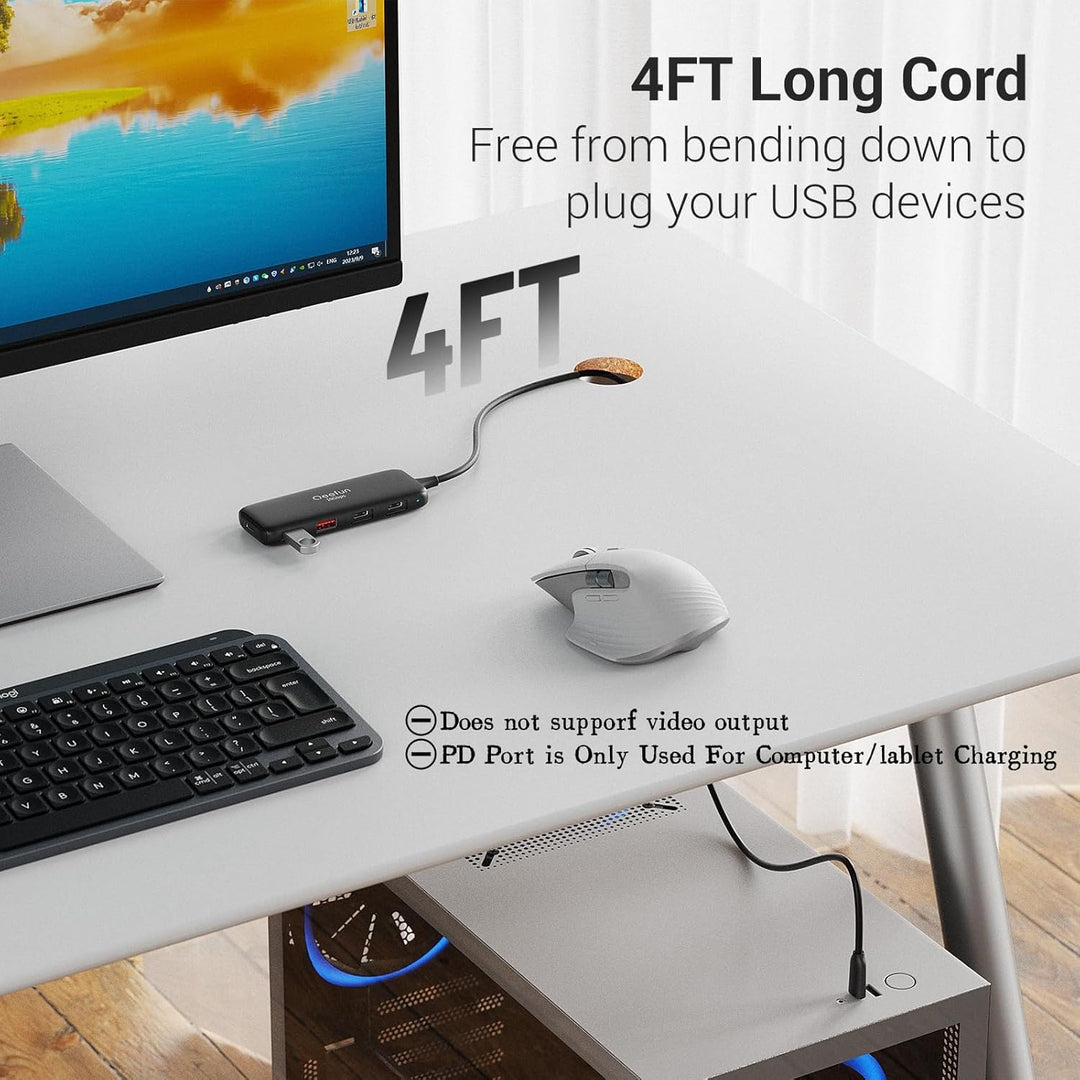 Qeefun 10Gbps USB C Hub, 3.2 USB Hub mit 2 USB-C und 2 USB-A, USB 3.2 GEN 2 Splitter mit 100W Power