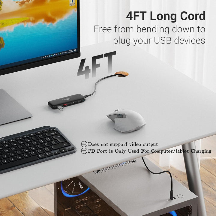 Qeefun 10Gbps USB C Hub, 3.2 USB Hub mit 2 USB-C und 2 USB-A, USB 3.2 GEN 2 Splitter mit 100W Power