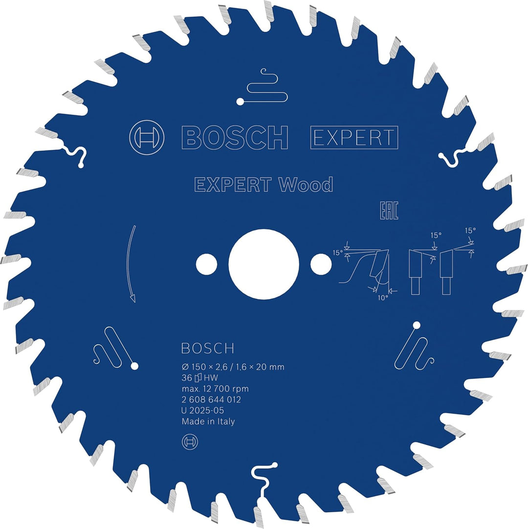 Bosch Professional 1x Kreissägeblatt Expert for Wood (Holz, Sägeblatt Ø 150 x 20 x 2,6 mm, 36 Zähne,
