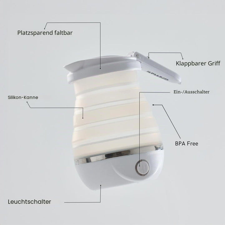 G3 Ferrari G10165 Faltbarer Wasserkocher aus Silikon "Compà", Doppelspannung, 0,8 Liter, 750 Watt, W
