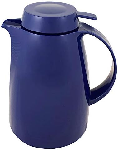 Helios Servitherm Thermoskanne Dunkelblau 1,0L – 6h Heiss - Hält Getränke heiss & kalt – Einhandbedi