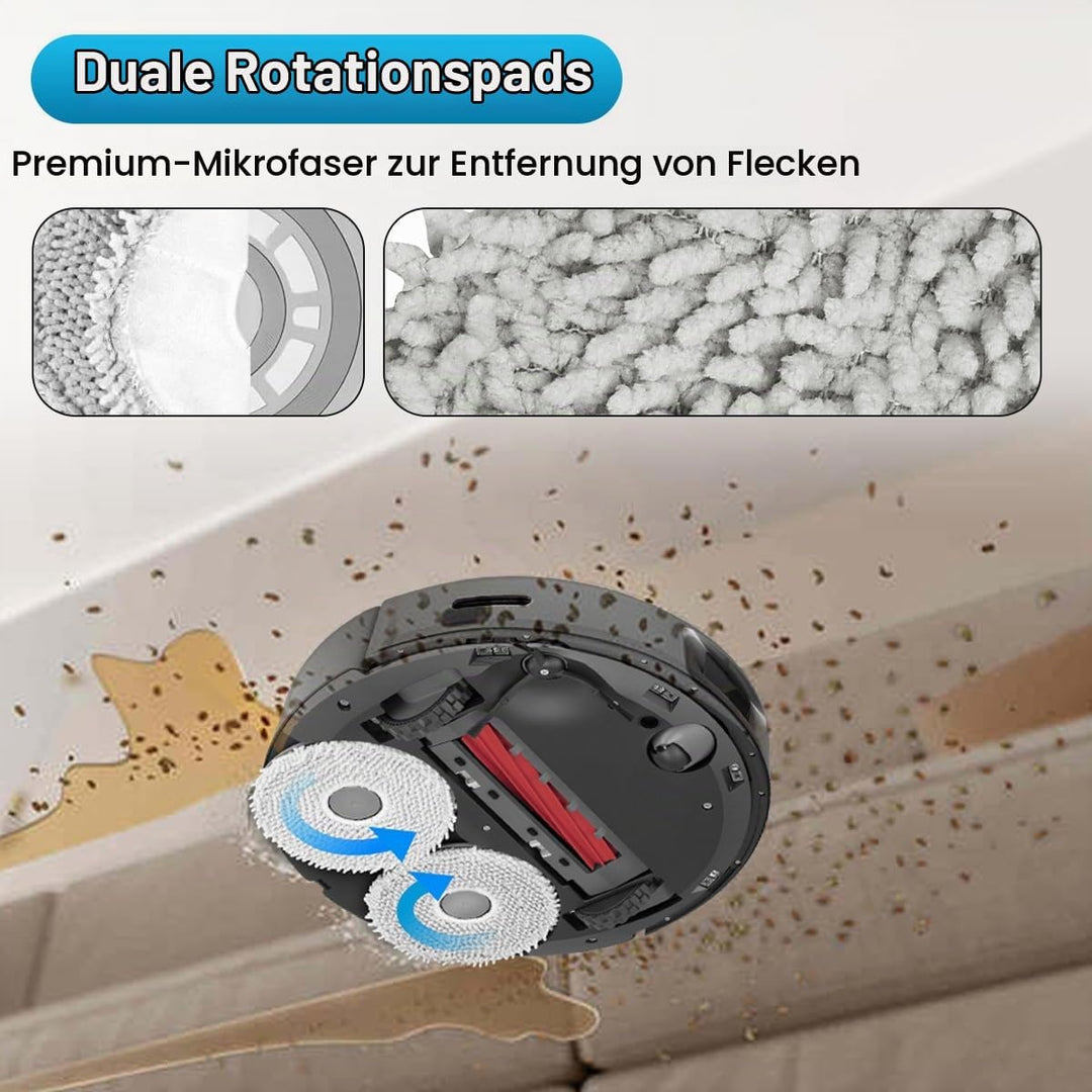 DrRobor Zubehörset für Roborock Q Revo Saugroboter, 2 Ersatzteile Hauptbürste, 4 Wischtücher, 4 Stau