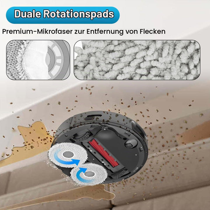 DrRobor Zubehörset für Roborock Q Revo Saugroboter, 2 Ersatzteile Hauptbürste, 4 Wischtücher, 4 Stau