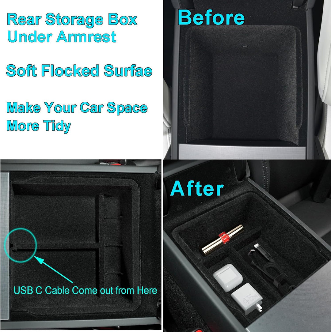 MIEBA 2 Pack Zubehör für Tesla Model 3 Highland 2024 Mittelkonsole Organizer-Ablage, für Tesla Model