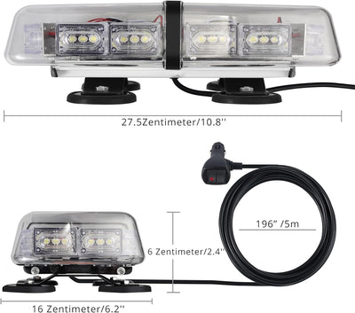 PROZOR 36LEDs 12V/24V Notfall Warnblitzlicht 3-Farb Lichtmodus 36W Warnleuchte mit 4 Starker Magnet