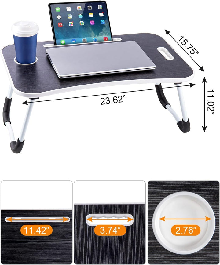 Laptoptisch Betttablett Tablet-Ständer & Becherhalter – Laptop Tisch für Bett, Sofa & Boden (60 x 40