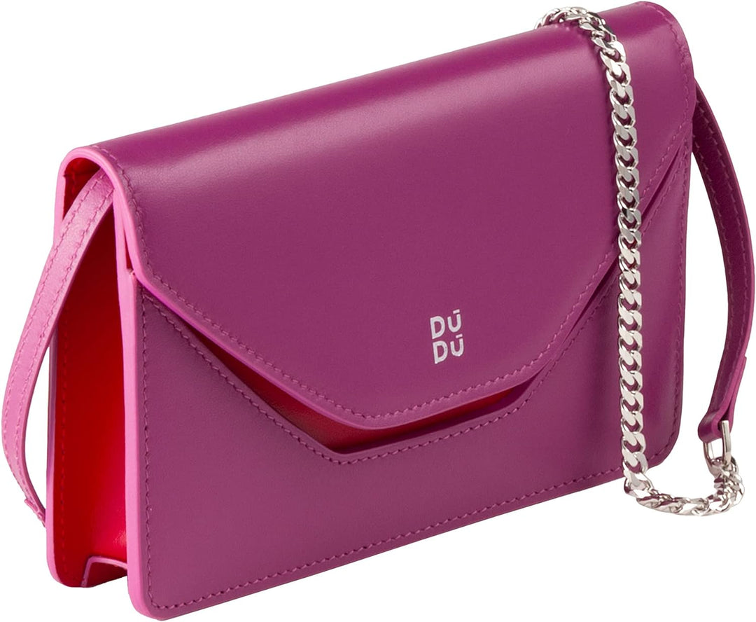 DUDU Kleine Damen-Umhängetasche Made in Italy aus echtem Leder, umwandelbar in Gürteltasche, Mini-Um